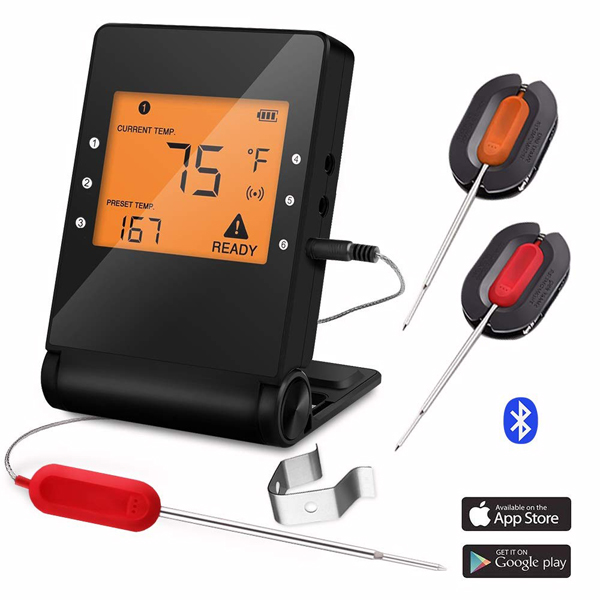 เครื่องวัดอุณหภูมิ Piqiu Smart Bluetooth BBQ Meat Thermometer